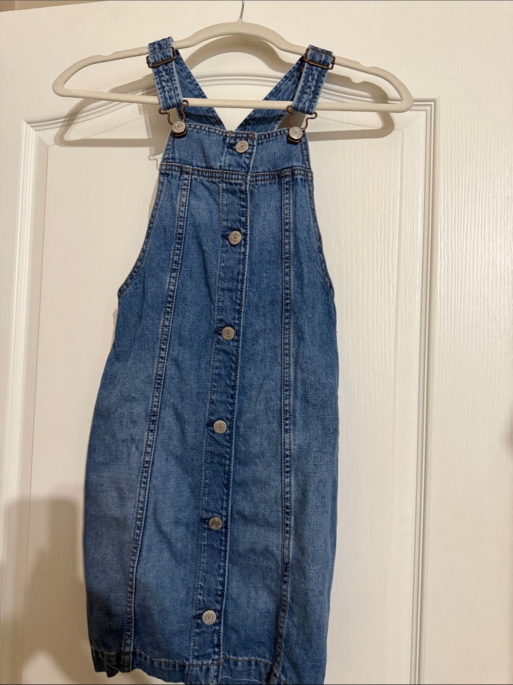 GAP Blue Denim Button-Front Pinafore Dress